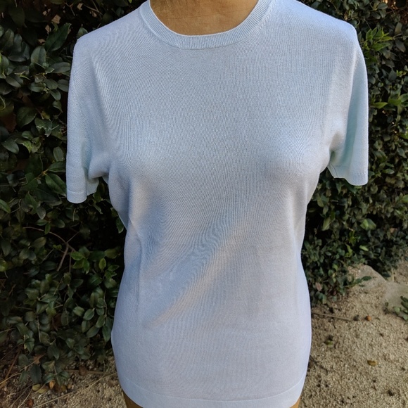 Baby blue Saks silk/cashmere shell - Picture 1 of 4